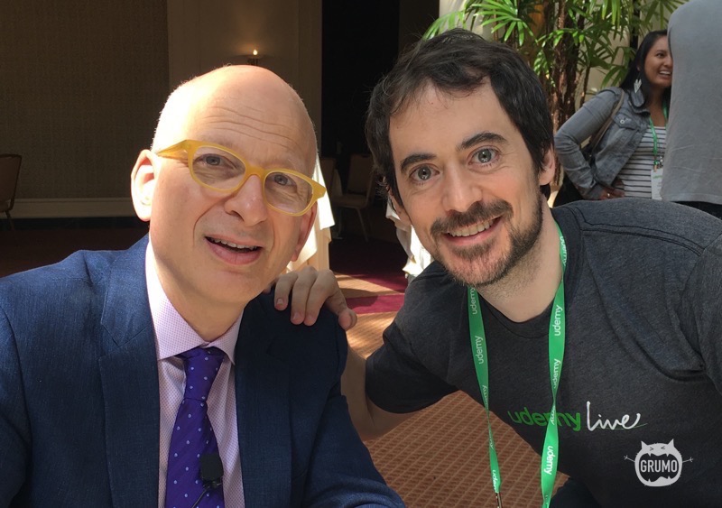 Posing next to Seth Godin at Udemy's first live event in San Francisco
